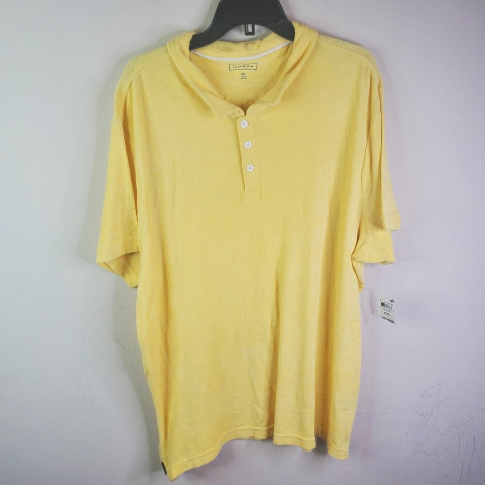 Club Room Mens Lemon Yellow Terry Polo XXL